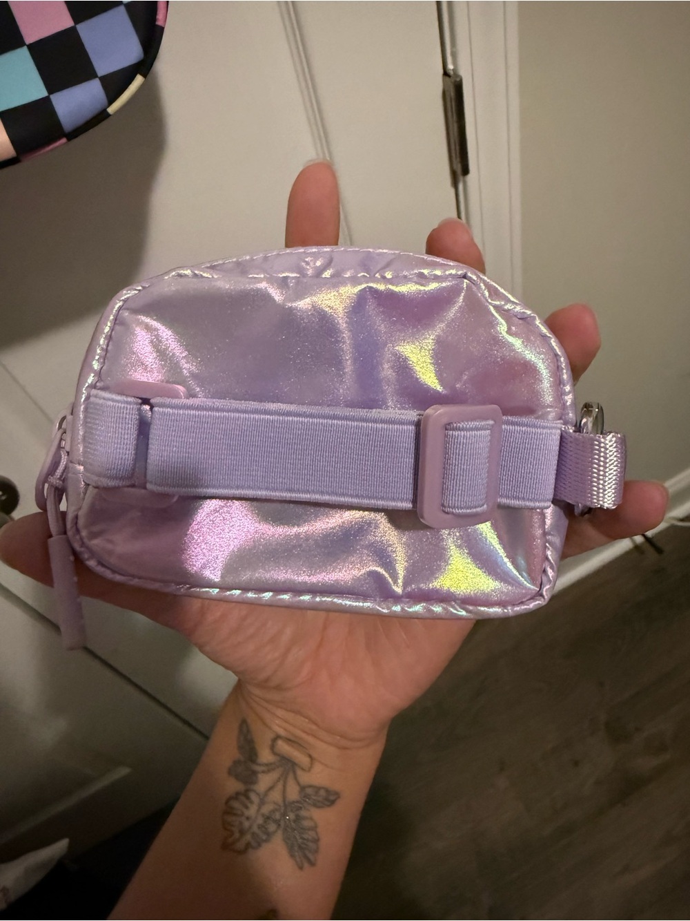 NWOT Iris & Rainbow Pastel Checkered Best Version Bag with Small Pouch - Picture 7 of 7